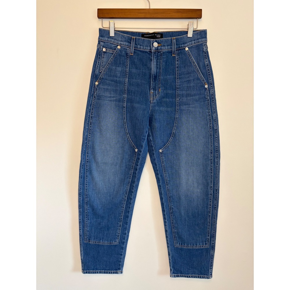 Veronica Beard Charlie Barrel Leg High Rise Jeans Blue Medium Wash 29 Western